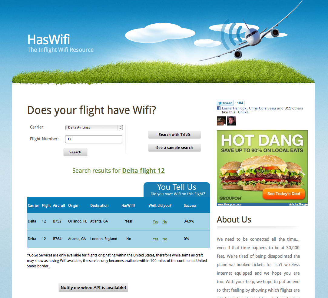 Does your flight have wifi? There’s a site for that!